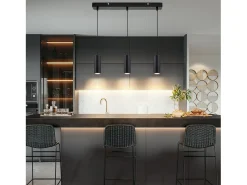 NETTLIFE Lámpara Suspendida-Lámpara colgante de metal diámetro 44 cm GU10 3 bombillas salón industrial moderno para interior cocina dormitorio Negro