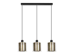 Best NETTLIFE Lámpara colgante de metal dorado negro E14 Diam.171,5 cm vidrio industrial vintage 3 lámparas para salón, oficina, comedor Transparente