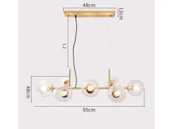 Sale NETTLIFE Lámpara colgante de cristal LED Diam.105 cm E27 con 8 bombillas de bola Lámpara LED para sala de estar, dormitorio, iluminación interior Dorado