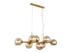 Sale NETTLIFE Lámpara colgante de cristal LED Diam.105 cm E27 con 8 bombillas de bola Lámpara LED para sala de estar, dormitorio, iluminación interior Dorado