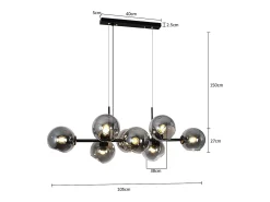 NETTLIFE Lámpara Colgante de Vidrio Diam.105cm E27 8 Llamas Lámpara Colgante Sala de Estar Dormitorio Bola de Vidrio Ámbar Moderna para Hotel Gris / Plateado New