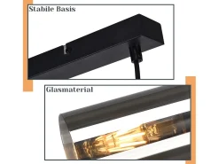 NETTLIFE Lámpara Suspendida-Lámpara colgante para mesa de comedor, E27, 4 llamas, LED ajustable, pantalla de cristal moderna Negro