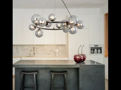 NETTLIFE Lámpara Suspendida-Lámpara colgante para mesa de comedor - lámpara colgante para salón, lámpara colgante de 14 bombillas G9. Gris antracita
