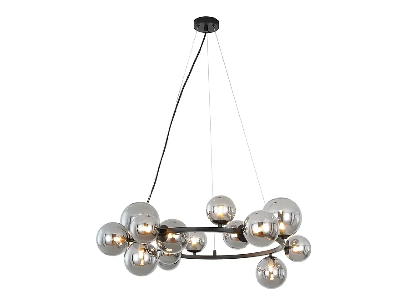 NETTLIFE Lámpara Suspendida-Lámpara colgante para mesa de comedor - lámpara colgante para salón, lámpara colgante de 14 bombillas G9. Gris antracita