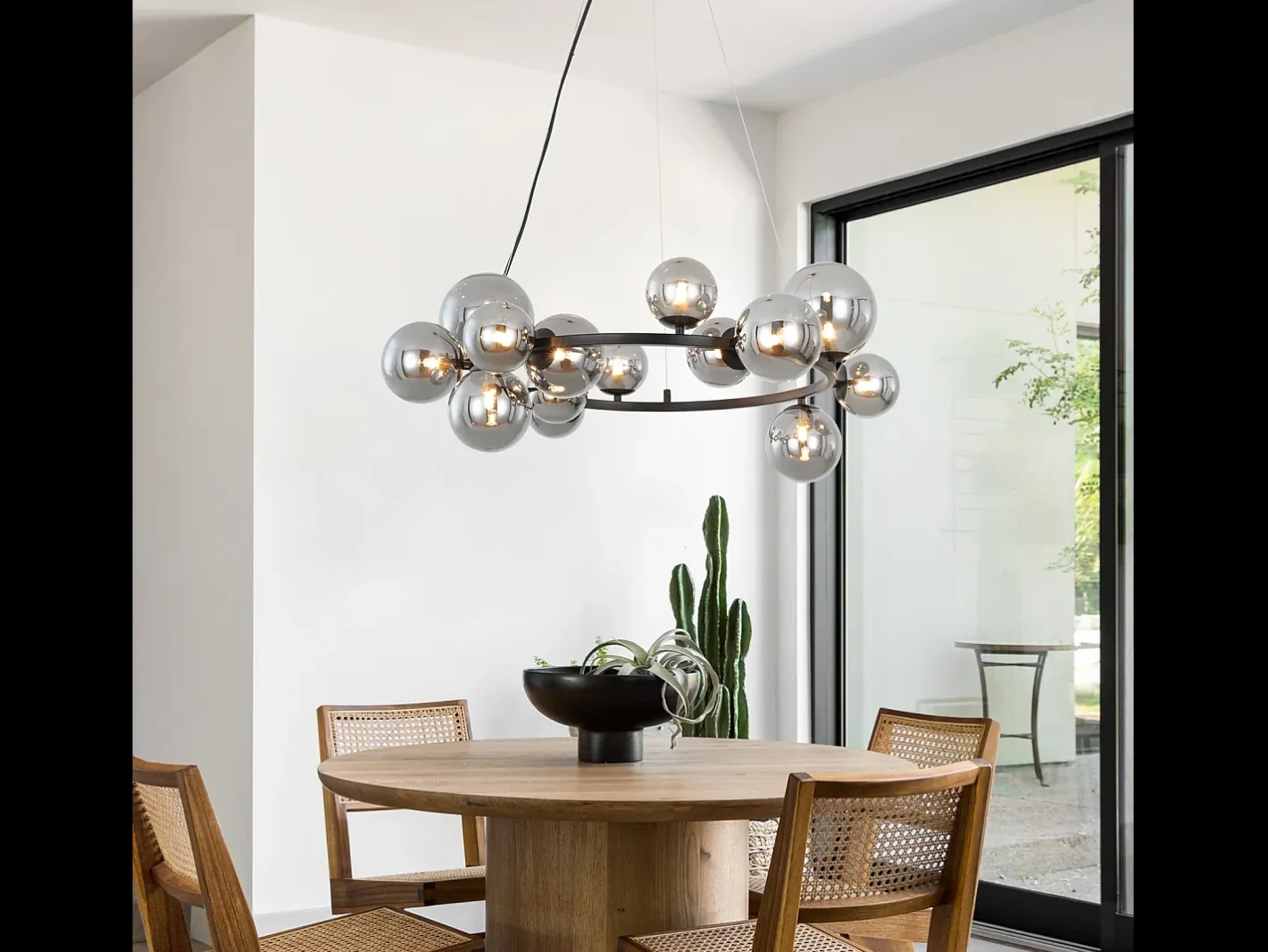 NETTLIFE Lámpara Suspendida-Lámpara colgante para mesa de comedor - lámpara colgante para salón, lámpara colgante de 14 bombillas G9. Gris antracita