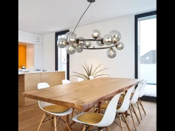 NETTLIFE Lámpara Suspendida-Lámpara colgante para mesa de comedor - lámpara colgante para salón, lámpara colgante de 14 bombillas G9. Gris antracita
