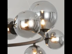 NETTLIFE Lámpara Suspendida-Lámpara colgante para mesa de comedor - lámpara colgante para salón, lámpara colgante de 14 bombillas G9. Gris antracita