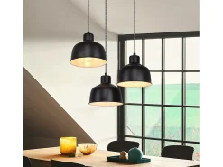 NETTLIFE Lámpara Colgante Metal Diam.17,8 cm E27 Vintage Industrial Retro Lámpara de 3 Bombillas para Dormitorio Salón Hotel Negro Sale