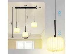 NETTLIFE Lámpara Suspendida-Lámpara colgante vintage para mesa de comedor, lámpara colgante para salón, comedor, 3 luces, color Blanco