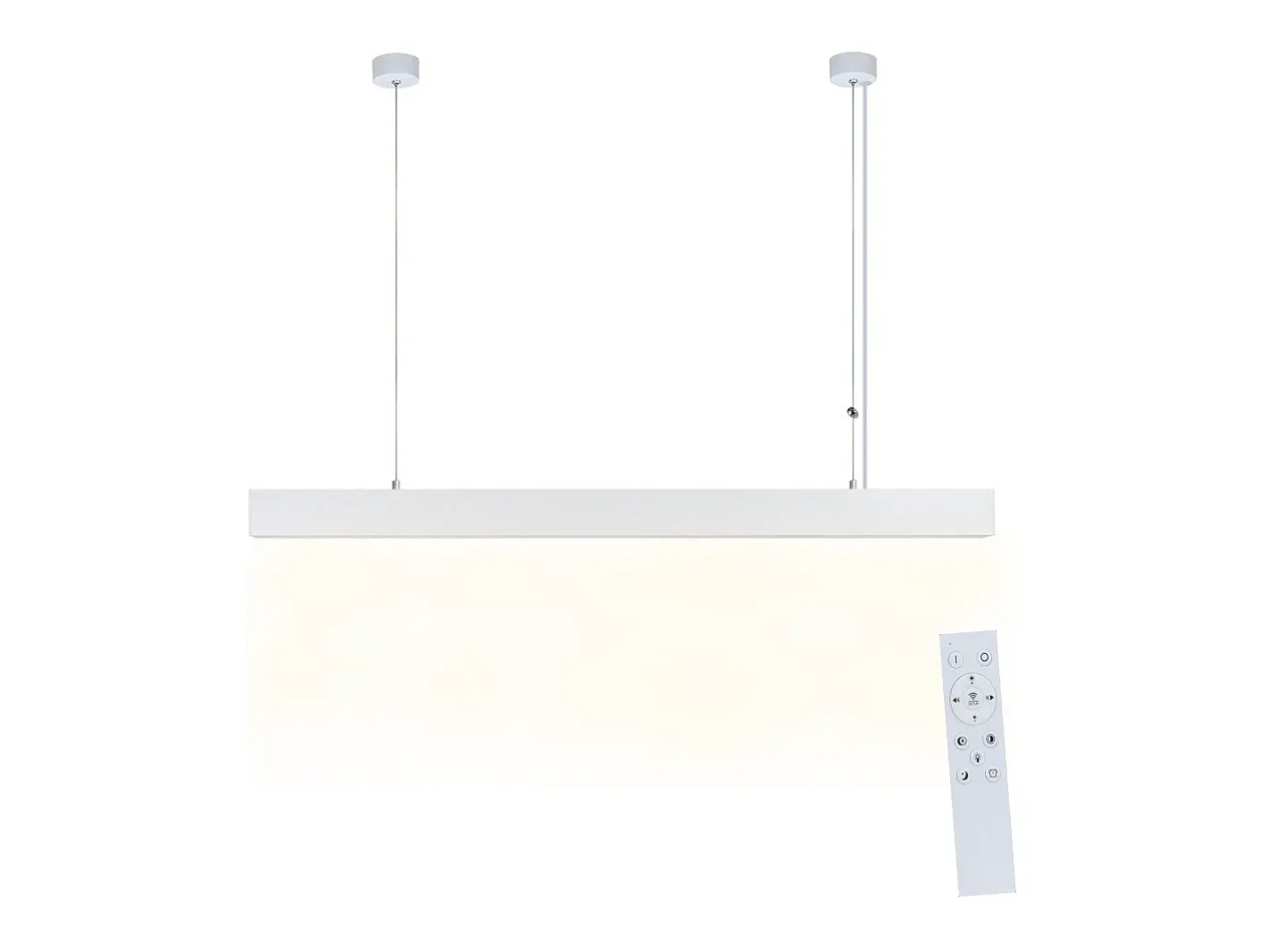 NETTLIFE Lámpara Colgante LED Blanca Moderna Diam.107CM Aluminio 32W Regulable con Control Remoto Diseño Lineal Largo para Oficina Sala de Estar Blanco