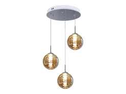 NETTLIFE Lámpara Suspendida-Lámpara colgante cristal ámbar, 28cm, G9, Ajustable en altura, 3 luces ámbar, Cocina, Salón, Dormitorio Marru00f3n