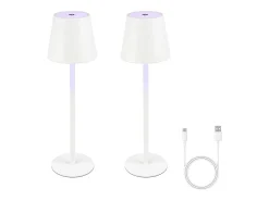 Sale NETTLIFE Lámpara de cabecera con batería inalámbrica，2 piezas - LED RGB 2600 mhA Lámpara de mesa para exteriores Lámpara de batería USB TIPO C Blanca Blanco