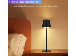 NETTLIFE Lámpara de cabecera con batería inalámbrica，2 piezas - LED RGB 2600 mhA Lámpara de mesa para exteriores Lámpara de batería USB TIPO C negra Negro Outlet