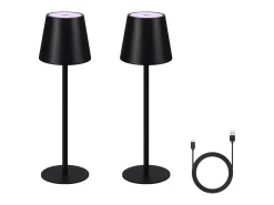 NETTLIFE Lámpara de cabecera con batería inalámbrica，2 piezas - LED RGB 2600 mhA Lámpara de mesa para exteriores Lámpara de batería USB TIPO C negra Negro Outlet