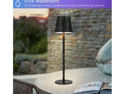 NETTLIFE Lámpara de cabecera con batería inalámbrica，2 piezas - LED RGB 2600 mhA Lámpara de mesa para exteriores Lámpara de batería USB TIPO C negra Negro Outlet
