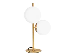 NETTLIFE lámpara de mesa / lámpara de cabecera moderna y industrial dorada, 2 bombillas con interruptor, diseño de metal y vidrio , E27. Blanco