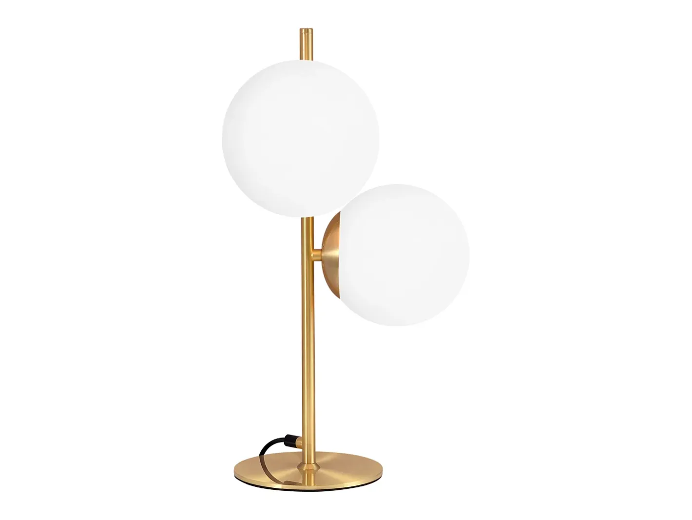 NETTLIFE lámpara de mesa / lámpara de cabecera moderna y industrial dorada, 2 bombillas con interruptor, diseño de metal y vidrio , E27. Blanco