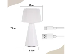 Hot NETTLIFE Lámpara de mesa con batería, lámpara de noche LED - 3600 mhA inalámbrica, lámpara táctil regulable con batería blanca recargable por USB Blanco