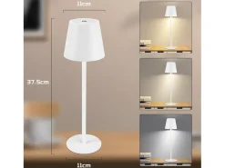 NETTLIFE lámpara de mesa de noche inalámbrica, LED, 2600 mAh, lámpara de mesa cargable externamente, activada por tacto, blanca, con puerto USB. Blanco Clearance
