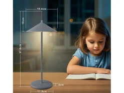 NETTLIFE Lámpara de mesa inalámbrica, lámpara de noche, juego de 2 LED recargables de 1800 mhA, táctiles, regulables, modernas, es, IP44, USB. Gris Online