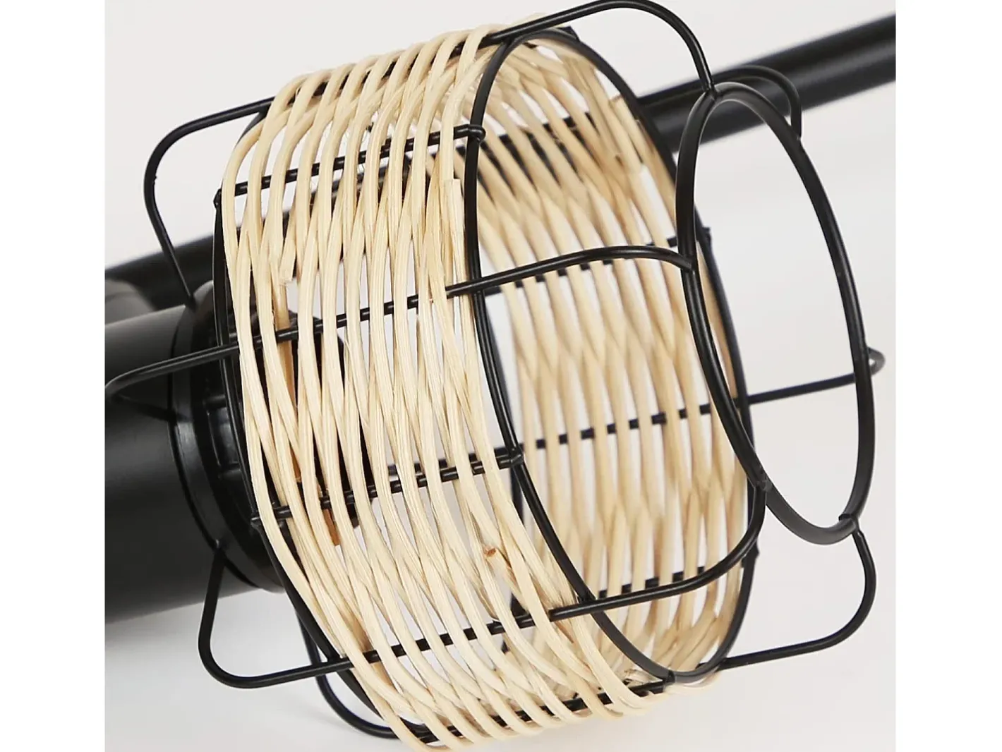 Sale NETTLIFE lámpara de mesa, lámpara de cabecera vintage, lámpara retro para salón, , en rattan y metal, E27. Negro