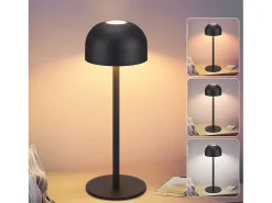 NETTLIFE Lámpara de mesa LED inalámbrica (paquete de 2): lámpara de mesa táctil regulable con 3 temperaturas de color y USB Negro Hot