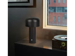 Discount NETTLIFE Lámpara de mesa LED inalámbrica, lámpara de noche regulable de 2W con pilas para dormitorio, lámpara de seta pequeña Negro