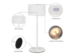 NETTLIFE Lámpara De Mesa-Lámpara de mesa LED inalámbrica (paquete de 2): lámpara de mesa regulable al tacto con 3 temperaturas de color, altura ajustable, USB Blanco