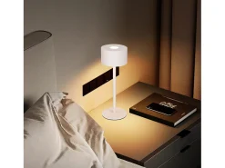 NETTLIFE Lámpara De Mesa-Lámpara de mesa LED inalámbrica (paquete de 2): lámpara de mesa regulable al tacto con 3 temperaturas de color, altura ajustable, USB Blanco