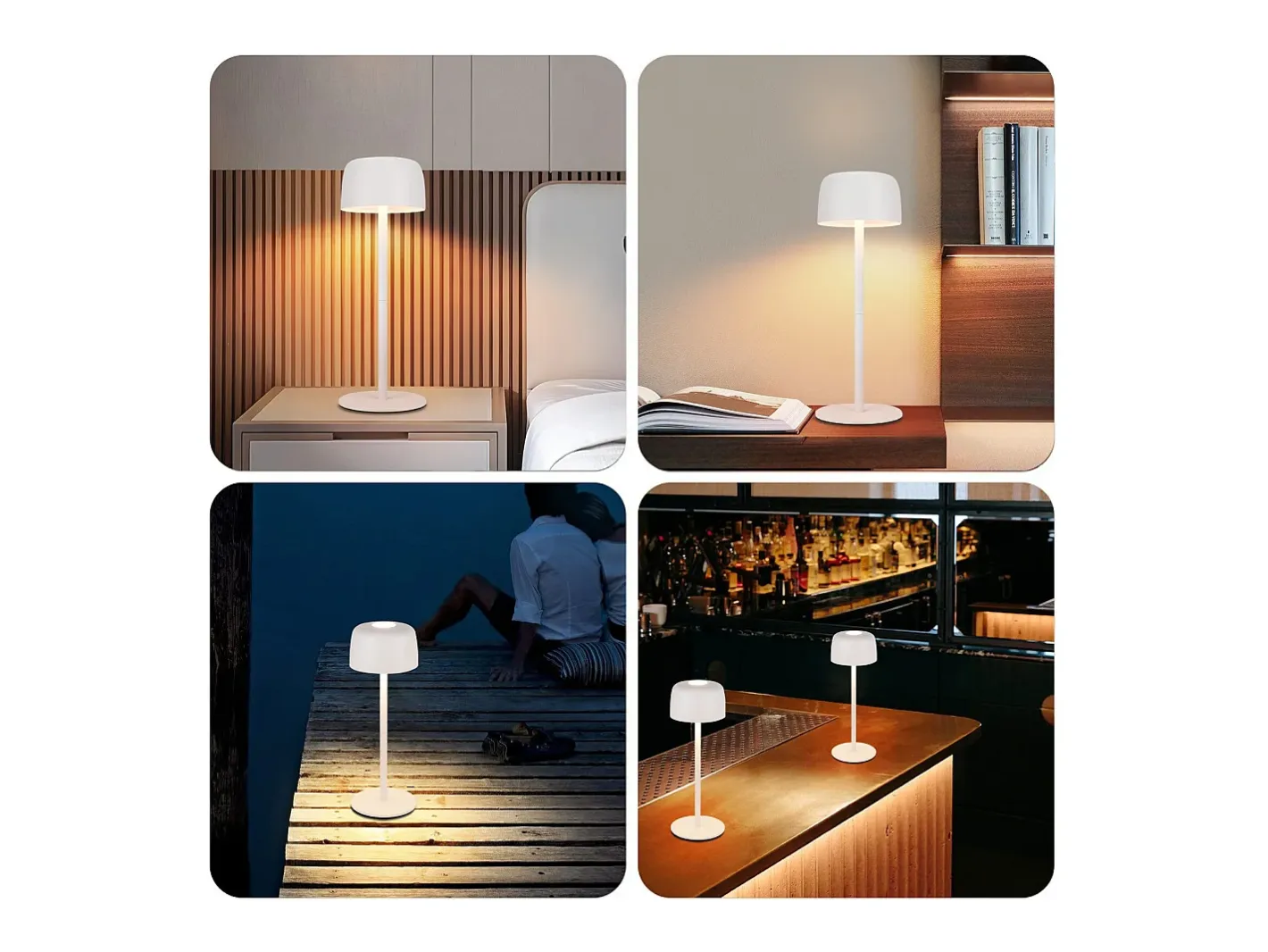 Online NETTLIFE Lámpara de mesa LED inalámbrica, lámpara de noche continua con batería Blanco