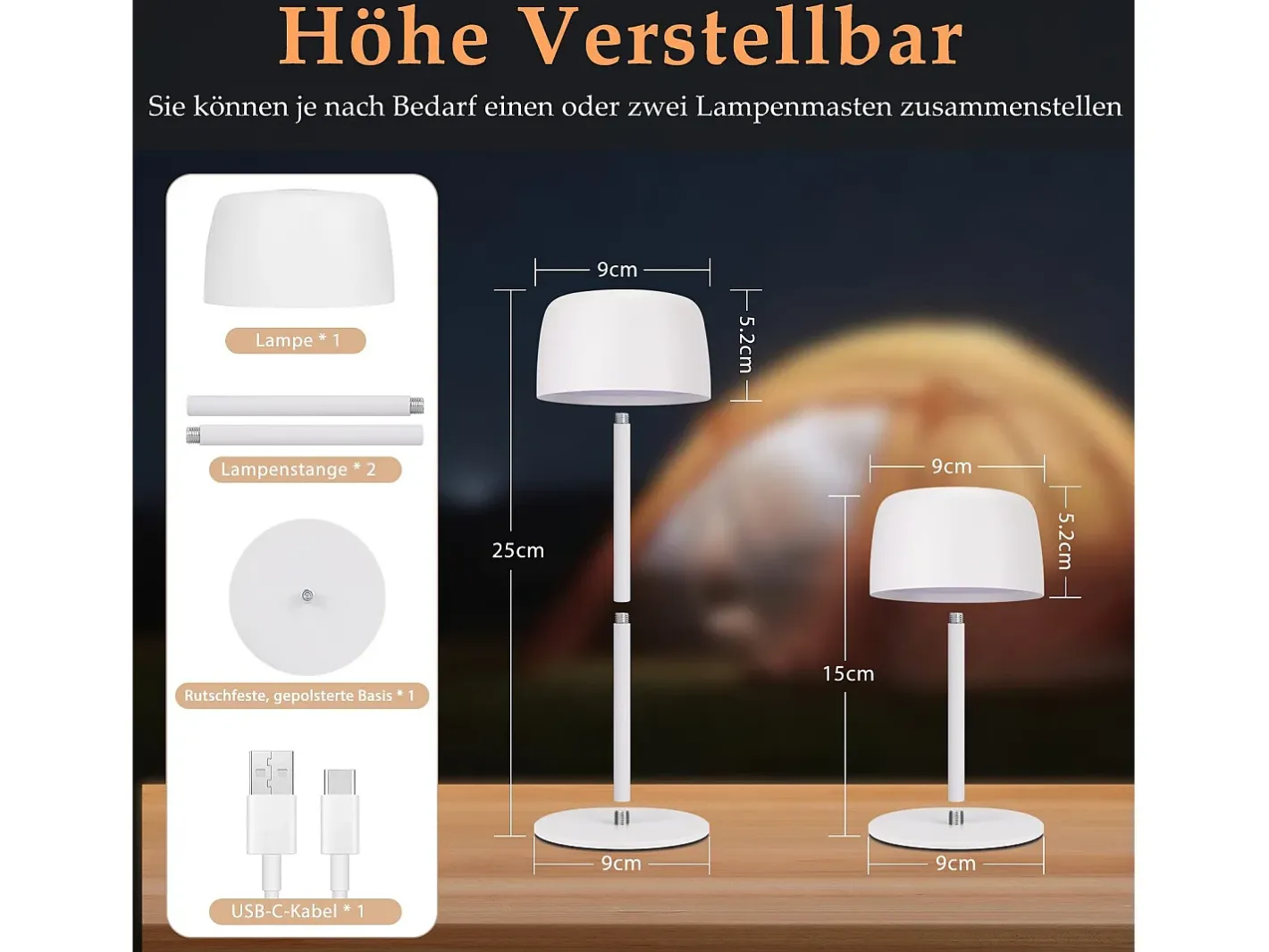 Online NETTLIFE Lámpara de mesa LED inalámbrica, lámpara de noche continua con batería Blanco