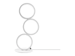 NETTLIFE Lámpara De Mesa-Lámpara de mesa LED regulable, lámpara de cabecero, diseño moderno táctil, anillo de aluminio metálico, estudio. Blanco