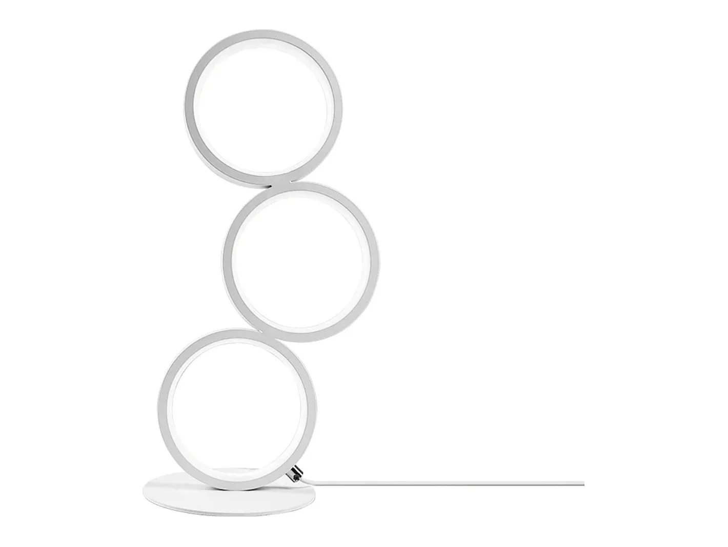 NETTLIFE Lámpara De Mesa-Lámpara de mesa LED regulable, lámpara de cabecero, diseño moderno táctil, anillo de aluminio metálico, estudio. Blanco