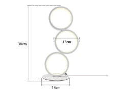 NETTLIFE Lámpara De Mesa-Lámpara de mesa LED regulable, lámpara de cabecero, diseño moderno táctil, anillo de aluminio metálico, estudio. Blanco