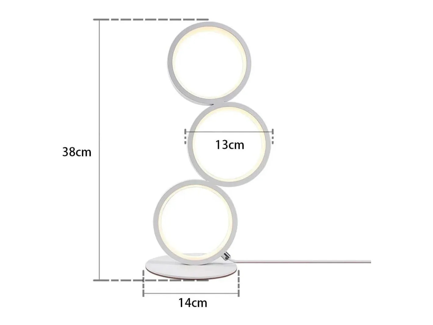 NETTLIFE Lámpara De Mesa-Lámpara de mesa LED regulable, lámpara de cabecero, diseño moderno táctil, anillo de aluminio metálico, estudio. Blanco