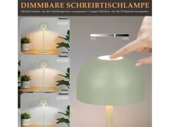 NETTLIFE Lámpara de mesa LED inalámbrica (paquete de 2): Lámpara de mesa regulable táctil con 3 temperaturas de color Verde New