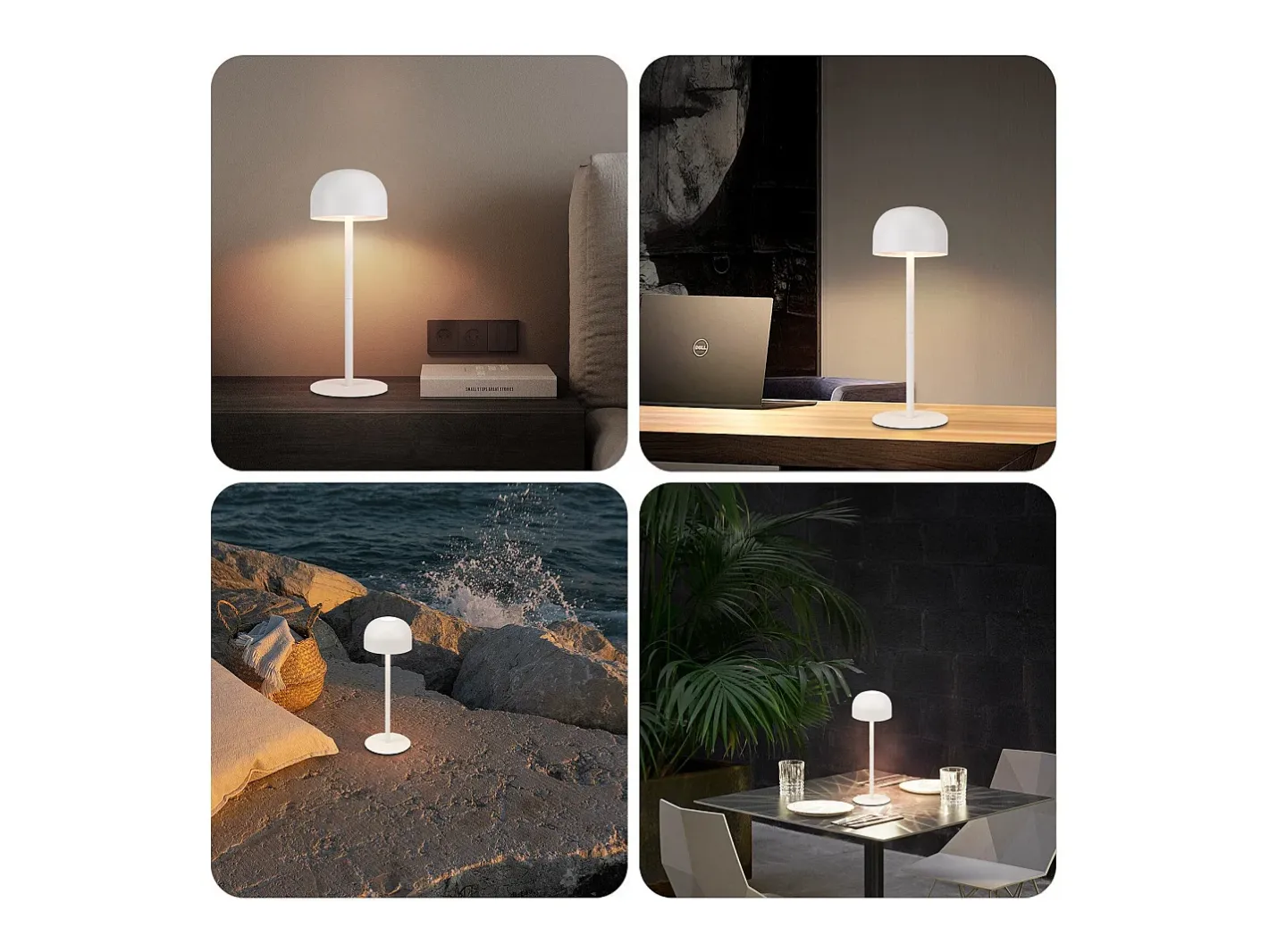 Best NETTLIFE Lámpara de mesa LED inalámbrica (paquete de 2): lámpara de mesa táctil regulable con 3 temperaturas de color y USB Blanco