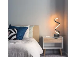 Best NETTLIFE lámpara de mesa LED regulable táctil para mesilla de noche, moderna de 12W con un diseño de 1,6 metros. Negro