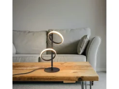NETTLIFE Lámpara de Mesa Moderna LED Negra, Anillos Desmontables, 13W, 3000K, Blanco Cálido, Asistente Desmontable Negro Online