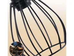 NETTLIFE Lámpara De Mesa-Lámpara de mesa salón vintage madera: lámpara de noche negra 1 luz diseño industrial metal casquillo e27 sin bombilla Negro