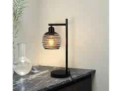 NETTLIFE Lámpara De Mesa-Lámpara de mesa vintage Lámpara de noche E27 - Lámpara de mesa de metal industrial Máx. Lámpara de escritorio retro de 60 W Negro