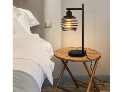 NETTLIFE Lámpara De Mesa-Lámpara de mesa vintage Lámpara de noche E27 - Lámpara de mesa de metal industrial Máx. Lámpara de escritorio retro de 60 W Negro