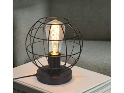 NETTLIFE Lámpara de mesa vintage negra - Lámpara de noche retro Lámpara E27 con casquillo metálico decoración industrial - Máx. 40W - Sin bombillas Negro Discount