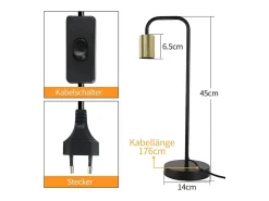 Discount NETTLIFE Lámpara de Mesa Vintage Lámpara de Noche para - Lámpara de Mesa Industrial E27 de Oro Luz Nocturna para niños en el Dormitorio Negro