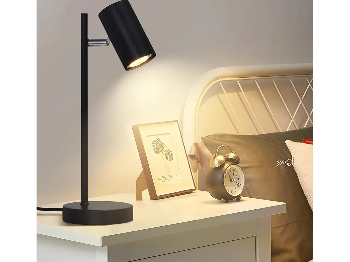 NETTLIFE lámpara de mesilla, lámpara de mesa negra, salón giratoria 350° GU10, metal, oficina. Negro Online