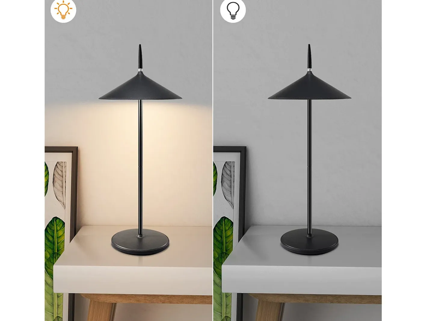 Discount NETTLIFE Lámpara de noche inalámbrica táctil LED lámpara de mesa negra regulable 1800mhA recargable con USB, LED integrado permanentemente, IP44 Negro