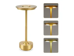 New NETTLIFE Lámpara de noche, lámpara de mesa inalámbrica, batería - Lámpara de mesa LED táctil regulable con batería recargable por USB Dorado