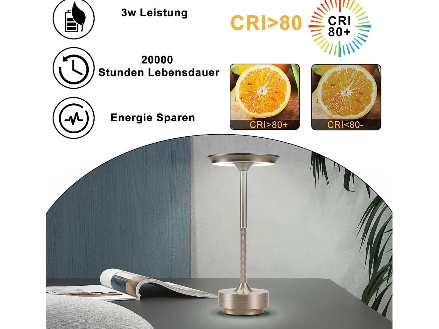 Discount NETTLIFE Lámpara de noche, lámpara de mesa inalámbrica, batería - Lámpara de mesa LED táctil regulable con batería recargable por USB Gris