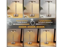 Discount NETTLIFE Lámpara de noche, lámpara de mesa inalámbrica, batería - Lámpara de mesa LED táctil regulable con batería recargable por USB Gris