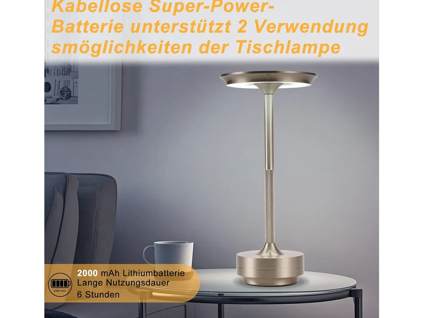 Discount NETTLIFE Lámpara de noche, lámpara de mesa inalámbrica, batería - Lámpara de mesa LED táctil regulable con batería recargable por USB Gris
